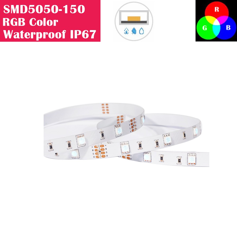 5 Meters  RGB Color Changing SMD5050 Waterproof IP67 150LEDs Flexible LED Strip Lights